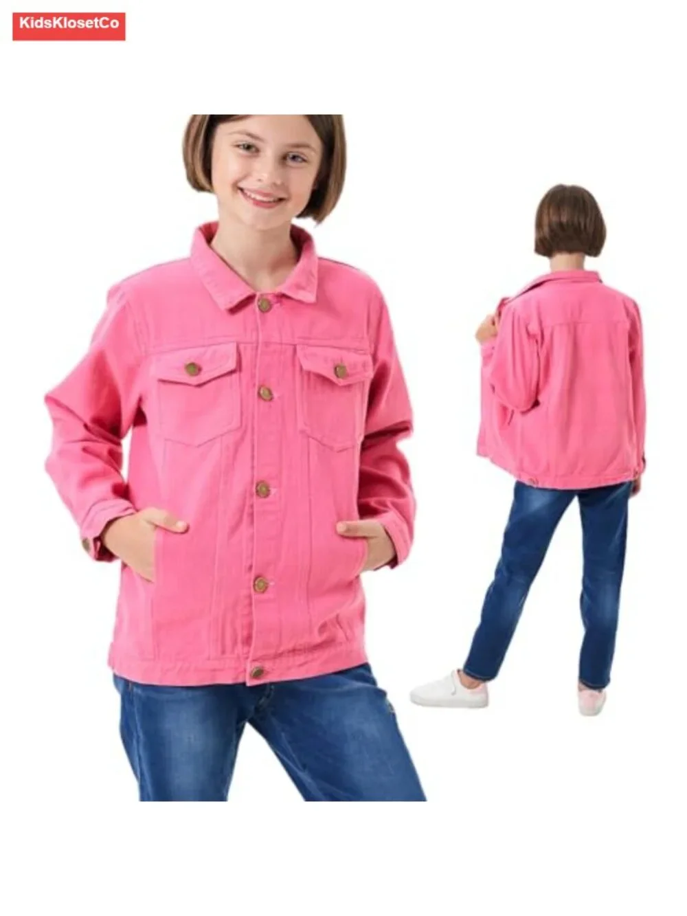 Kids Denim Jacket Classic Jean Coat Lightweight Casual Outerwear Spring Fall